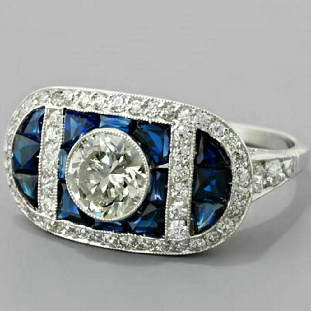 3.50Ct Art Deco Style Lab Created Diamond Anniversary 14K White Gold Finish Ring