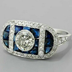 3.50Ct Art Deco Style Lab Created Diamond Anniversary 14K White Gold Finish Ring