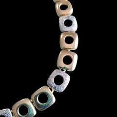 17.5in Two Tone Gold & Silver Square Link Collar Necklace