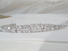 Vintage Sterling Silver 925 Cluster Gemstone Tennis Bracelet 7.5″