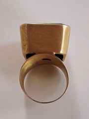 Vintage Huge Heavy Nephrite Jade Statement Ring Sz 9.5 Vermeil Sterling Silver