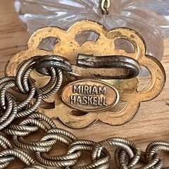 Vintage Signed Miriam Haskell Glass Flower & Bead Necklace Lariat Huge! 46”