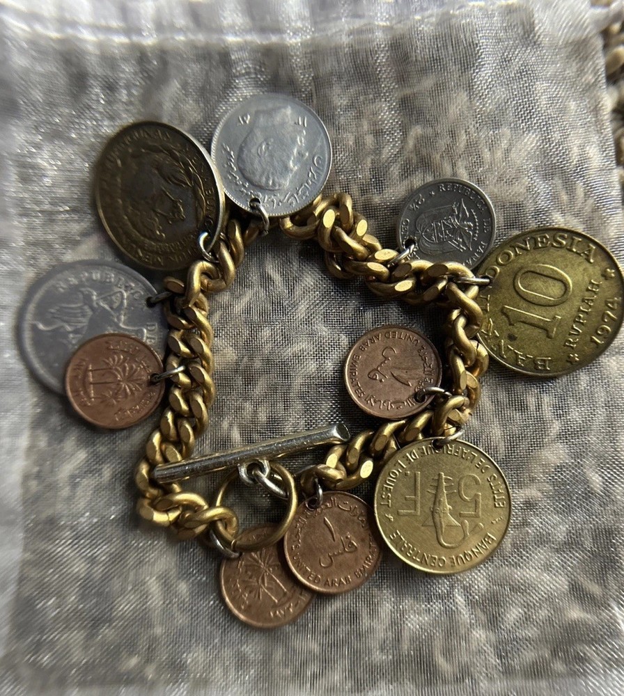 Vintage 1960’s And Rare Coin Charm Bracelet