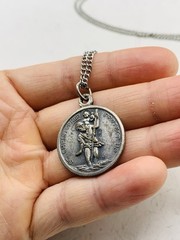 Vintage Saint Anthony Pray For Us St Christopher Protect Us 24” Necklace