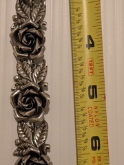 Vintage Peruzzi Bracelet & Clip-On Earrings Set Signed 800 Silver Rose Motif