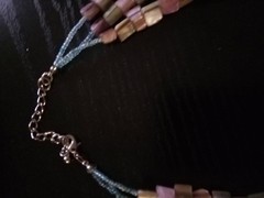 nulticolor Mother of Pearl necklace multi strand beach boho vintage 90s
