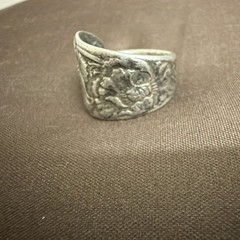 Vintage Adjustable Wrap Flower Ring Silver Ornate Art Fashion