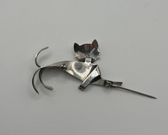 Vintage Beaucraft Sterling Silver Kitty Cat Pin, Good Condition