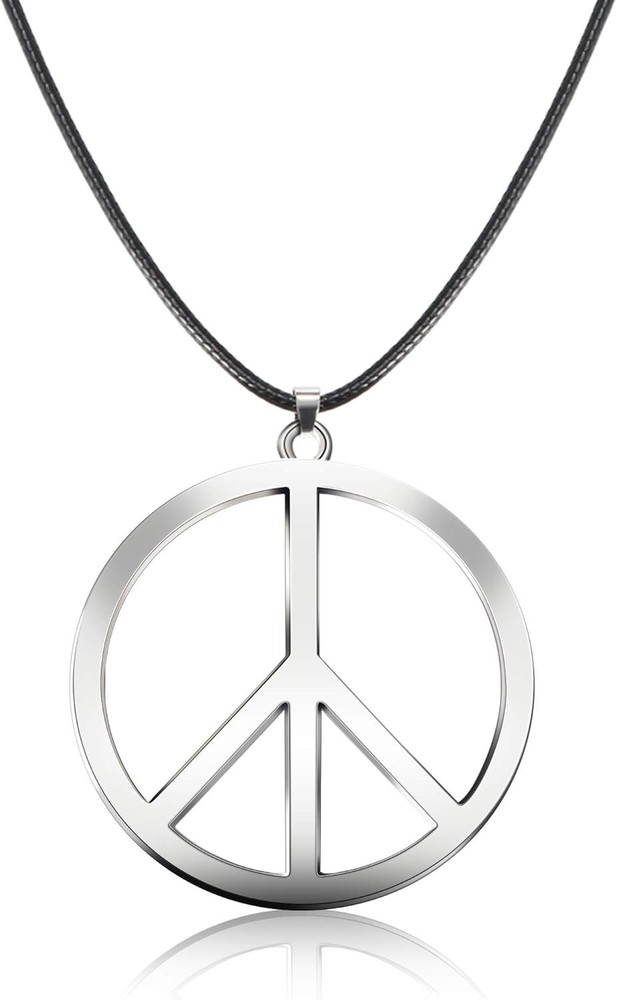 Tatuo 1 Piece Metal Peace Sign Pendant 1960s 1970s Hippie Party Silver