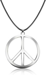 Tatuo 1 Piece Metal Peace Sign Pendant 1960s 1970s Hippie Party Silver
