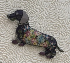 Dachshund vintage style brooch enamel on metal