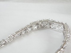 Vintage Sterling Silver 925 Cluster Gemstone Tennis Bracelet 7.5″