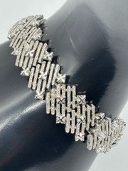 Vintage 1960s Trifari Bracelet Textured Silvertone Metal Links Components Signed