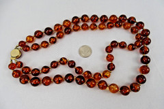 Vintage Lucite Double-strand Chunky Necklace, Large Cognac-Honey Beads, 21”