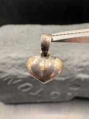 Vintage Sterling Silver 1940s Estate Puffy Heart 0.5” Pendant Charm 925