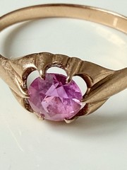 Rare Vintage Original Soviet Russian Solid Rose Gold Sapphire Ring 583 14K USSR