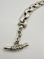 VTG Heavy Duty Silver Tone Link Bracelet Toggle 71g 8.5in Unsigned Estate Read