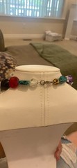 Vintage Statement Fun Party Necklace 19″ Lg Glass Multicolored Beads w/pendants