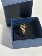Vintage Green Cubic Zirconia Ring Gold Plated Womens Size 6