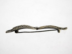 Vintage 800 Silver Filigree Bow Brooch or Pin 2.5 Inches Long 3.5 Grams Weight