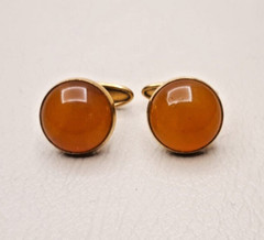 Vintage Cufflinks of the USSR 4ЯК 1950s Honey Amber. Brass. Gilding