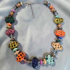 Vintage M&S Marks Spencer Resin Statement Necklace Boho Colorful Adjustable