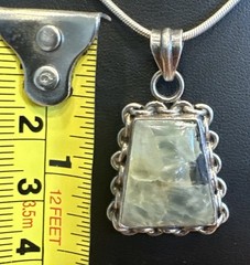 Vintage Semi Translucent Natural Prehnite Pendant 925 Sterling Silver