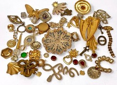 Lot Vintage & Modern Jewelry Parts Broken Repurpose Craft Rhinestones Harvest A2