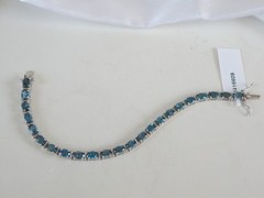 New Sterling Silver 925 Natural Heated London Blue Topaz Tennis Bracelet Fits 7″