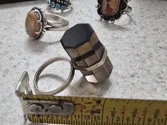 Vintage Sterling Silver Large Smoky Quartz Ring Size 5 Statement Octagon Prism