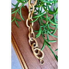 Chunky Matte Gold Tone Link Bracelet | Textured Satin Finish | Signed RL China