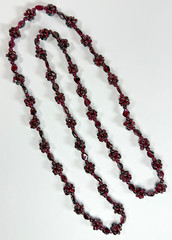 vtg 35″ Cluster Bohemian Garnet Necklace Single Strand with vtg Clip Earrings