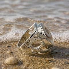 Shiva Eye Ring Sterling Silver Shell Men Boho Statement Cutout 925