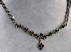 Sterling Silver Sapphire Y-Drop Necklace 12 gems 6.55 grams 17″ One of a Kind