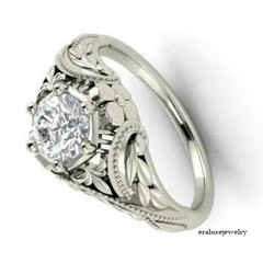 3Ct Art Deco Style Lab Created Diamond White Gold Over Silver Wedding Gift Ring