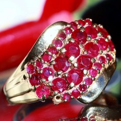 10k yellow gold ring 1.40ct natural, treated ruby size 8 vintage 4.27gr N3724
