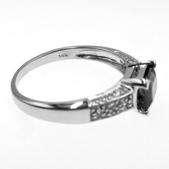 14k Solid White Gold Natural Pink Tourmaline and White Topaz Ring Size 7.75