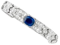 Art Deco 2.90Ct Basaltic Sapphire and 5.40Ct Diamond Platinum Bracelet