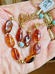 Natural Baltic Amber Necklace With Turquoise 14K Gold Filled