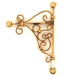 Vintage 12K Gold Filled JMS Rare Scrolled Flourish Ornate Brooch Pin