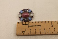 Vintage Pastel Cabochon Cluster Brooch Pink Blue Rhinestone Pin