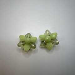 Vintage W.Germany 1950-70s, Neon Green , Floral Clip-on Earrings