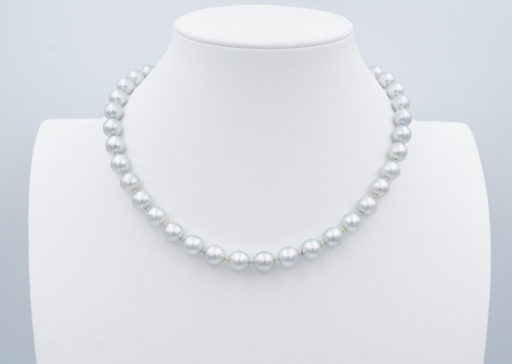 14k Light Blue Pearl Necklace Strand Yellow Gold 8.6mm 16″ Cultured NG1946