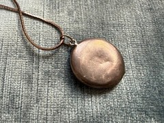 Vintage German Guilloche Enamel Rose Locket Pendant 925 Silver Chain 20”