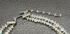 Vintage Aurora Borealis Crystal 2 Double Strand Necklace & Clip-On Earrings Set