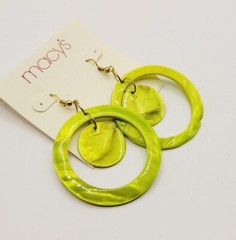 1980s Runway Green Pearlized Shell Earrings 2.5 in Vintage