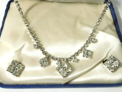 1950’s Jo Anne Jewels of Elegance Rhinestone Necklace & Earrings Set