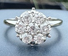 ESTATE HUGE VINTAGE FLOWER TOP DAISY TULIP PRINCESS RING 12K 13K 14K 15K