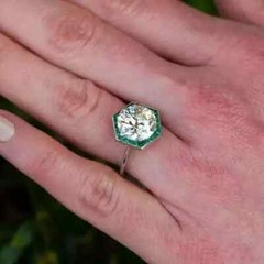 Vintage Art Deco Style 3Ct Lab Created Diamond Engagement Ring 14K White Gold FN