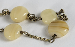 Brass And Butterscotch Agate Station Necklace 43 In Spring Ring Opera Lenght